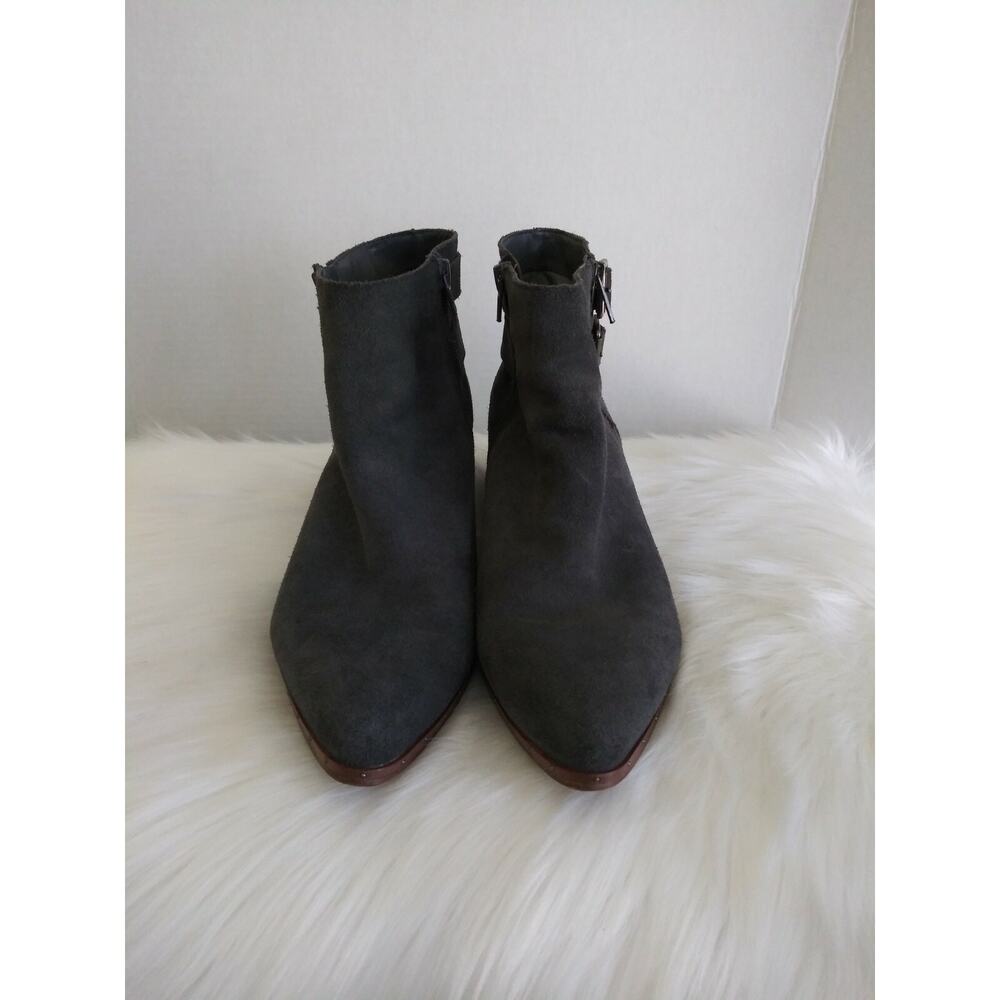 Bleecker and Bond Women Size 9.5 Booties Georgia Gray Leather Suede Ankle Studs